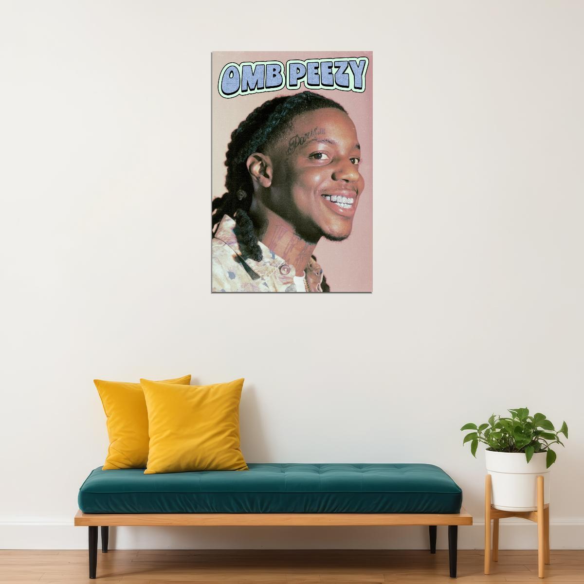 OMB Peezy Rapper Music Poster Vibrant Hip-Hop Aesthetic Urban Wall Art Cool Street Style Modern Room Decor for Rap Culture Enthusiasts and Fans - xonomax