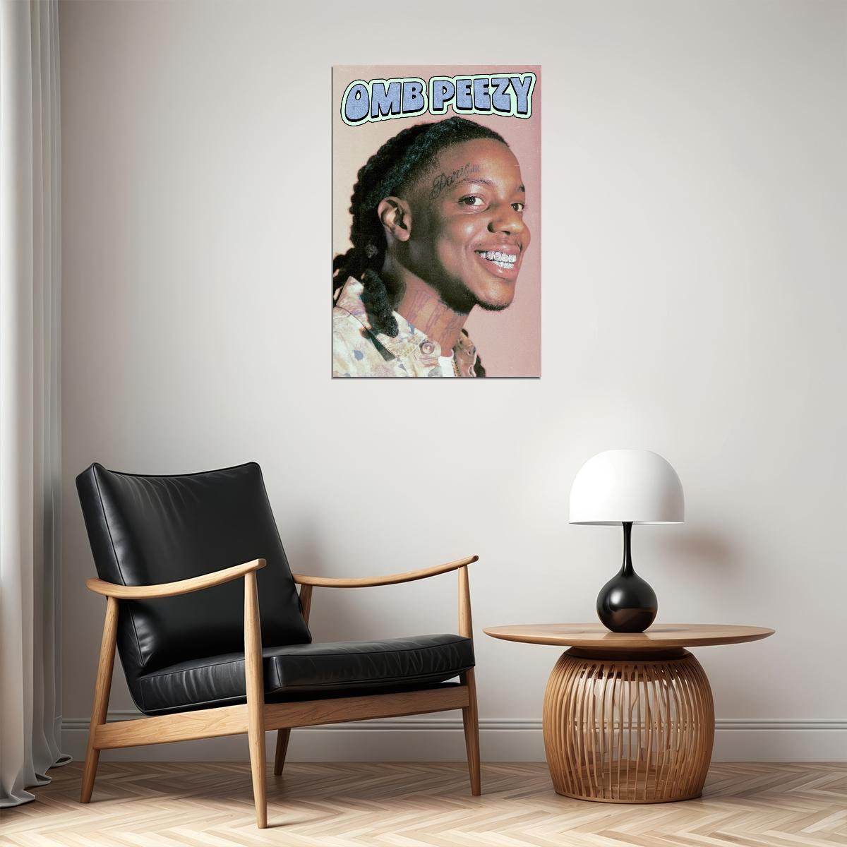 OMB Peezy Rapper Music Poster Vibrant Hip-Hop Aesthetic Urban Wall Art Cool Street Style Modern Room Decor for Rap Culture Enthusiasts and Fans - xonomax