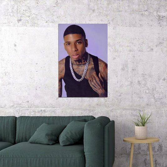 NLE Choppa Rapper Music Poster Iconic Urban Aesthetic Hip-Hop Wall Art Street Style Decor for Rap Culture Fans Room Gift Perfect for Music Lovers - xonomax