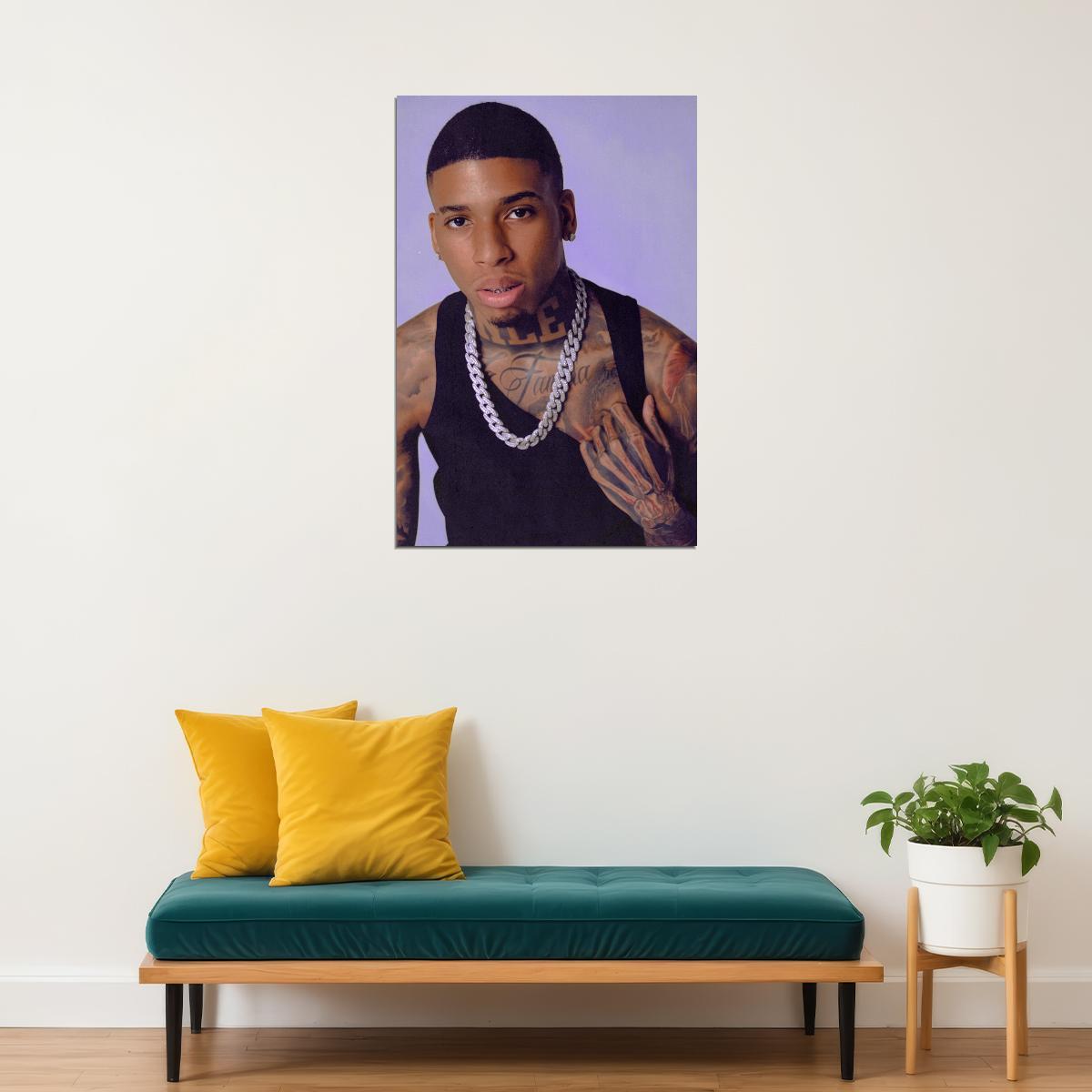 NLE Choppa Rapper Music Poster Iconic Urban Aesthetic Hip-Hop Wall Art Street Style Decor for Rap Culture Fans Room Gift Perfect for Music Lovers - xonomax