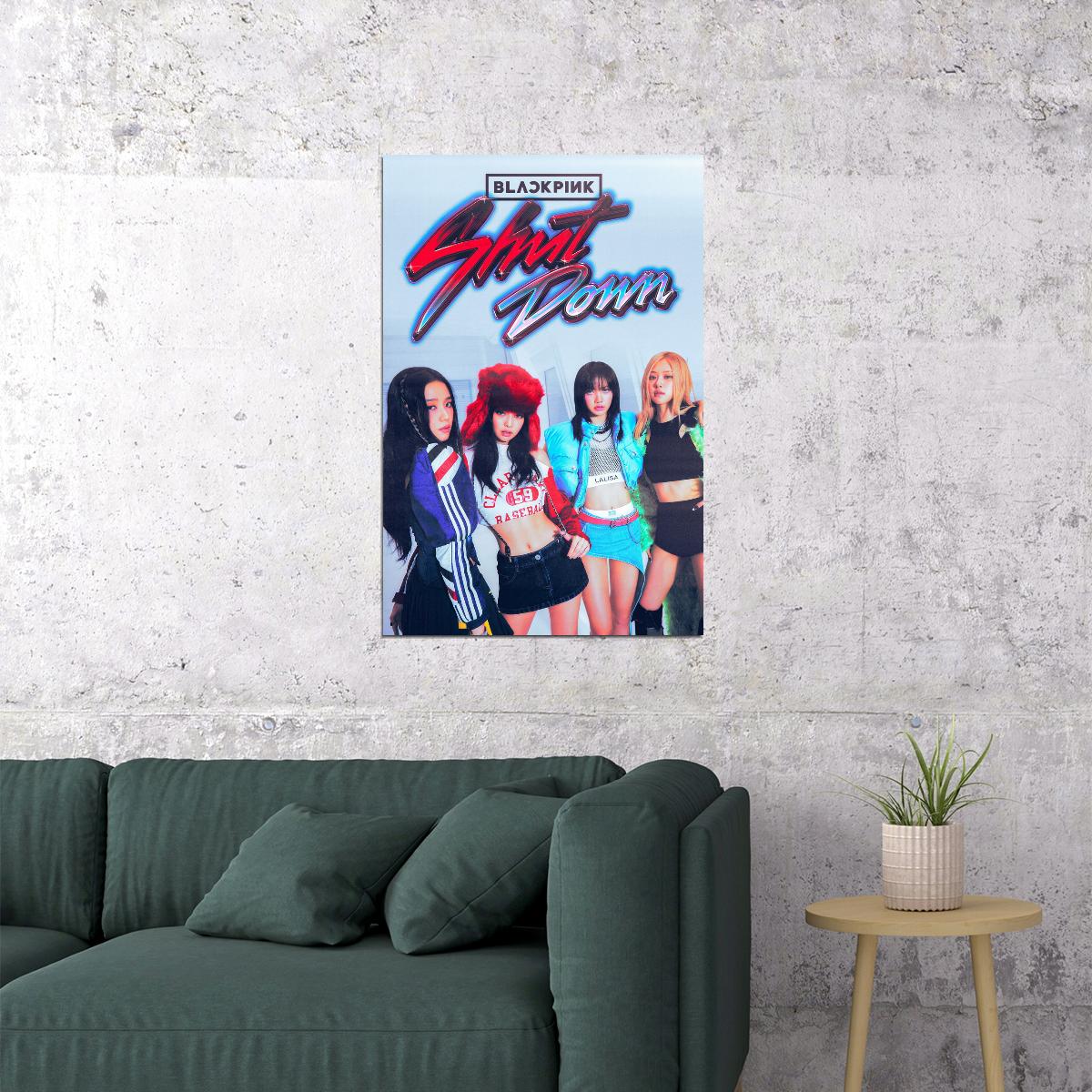 Blackpink Shut Down Poster Kpop Girl Group Wall Art Korean Music Print Trendy Aesthetic Room Decor Y2k Core Kpop Merch Gift For Fans Cool Wall Decor For Bedroom - xonomax