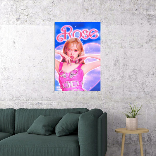 Rose Blackpink Poster Kpop Idol Pink Aesthetic Wall Art Cute Coquette Print Korean Pop Trendy Room Decor Y2k Core Soft Girl Kpop Merch Gift Idea For Fans Barbiecore Wall Decor - xonomax