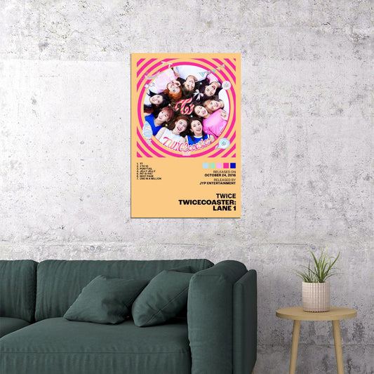 Twice TWICEcoaster Lane 1 Album Cover Music Poster K-pop Home Decor For Living Room Aesthetic Kpop Female Girl Group Cover Trendy Korean Dorm Wall Art - xonomax