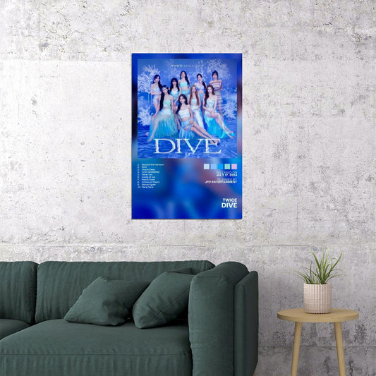 Twice Dive Album Cover Music Poster K-pop Home Decor For Living Room Aesthetic Kpop Female Girl Group Cover Trendy Korean Dorm Wall Art - xonomax