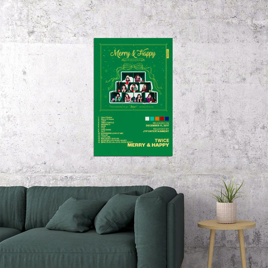 Twice Merry & Happy Album Cover Music Poster K-pop Home Decor For Living Room Aesthetic Kpop Female Girl Group Cover Trendy Korean Dorm Wall Art - xonomax