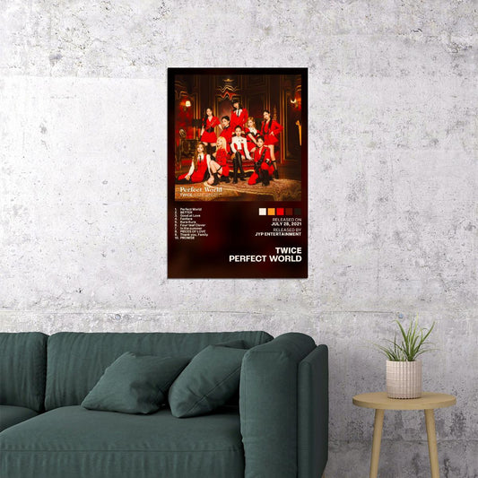 Twice Perfect World Album Cover Music Poster K-pop Home Decor For Living Room Aesthetic Kpop Female Girl Group Cover Trendy Korean Dorm Wall Art - xonomax
