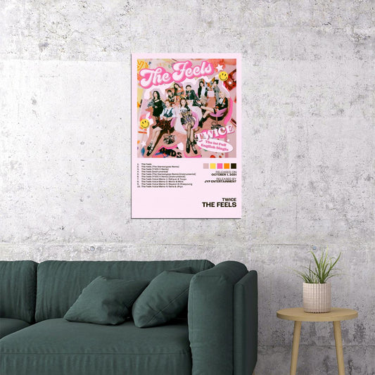 Twice The Feels Album Cover Music Poster K-pop Home Decor For Living Room Aesthetic Kpop Female Girl Group Cover Trendy Korean Dorm Wall Art - xonomax