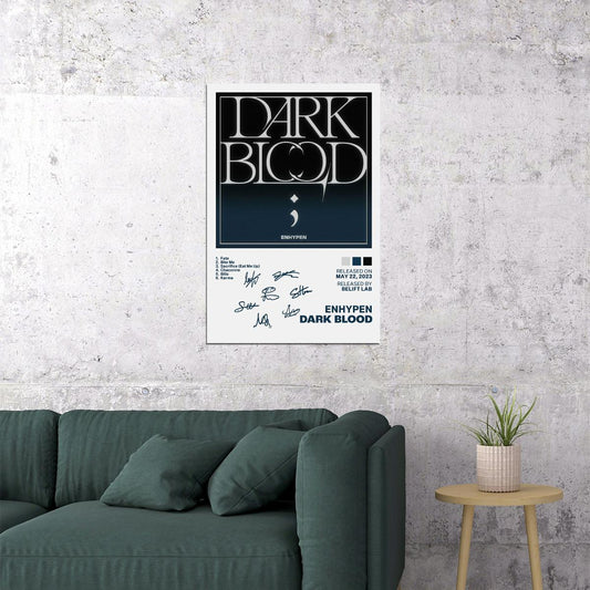 Enhypen Dark Blood Album Cover Music Poster K-pop Home Decor For Living Room Aesthetic Kpop Boy Girl Group Cover Trendy Korean Dorm Wall Art - xonomax