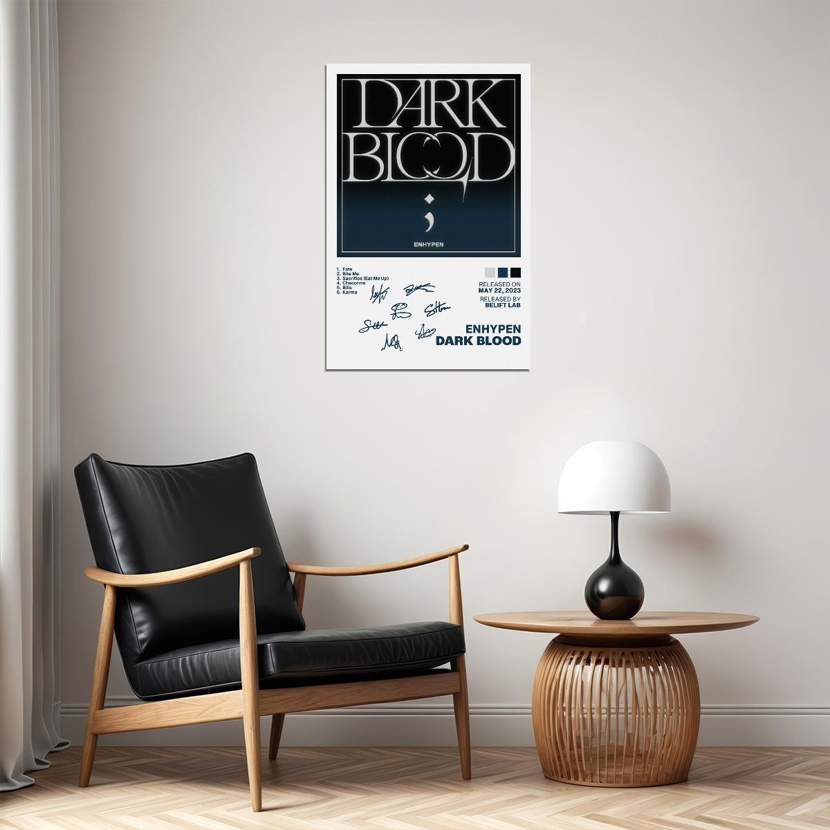 Enhypen Dark Blood Album Cover Music Poster K-pop Home Decor For Living Room Aesthetic Kpop Boy Girl Group Cover Trendy Korean Dorm Wall Art - xonomax
