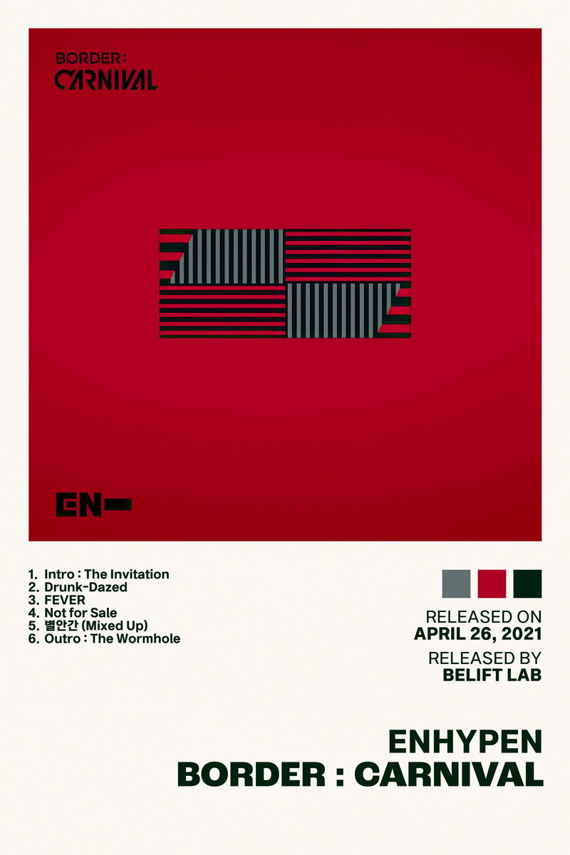 Enhypen Border Carnival Album Cover Music Poster K-pop Home Decor For Living Room Aesthetic Kpop Boy Girl Group Cover Trendy Korean Dorm Wall Art - xonomax