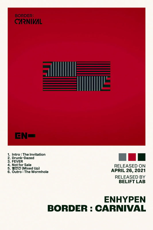 Enhypen Border Carnival Album Cover Music Poster K-pop Home Decor For Living Room Aesthetic Kpop Boy Girl Group Cover Trendy Korean Dorm Wall Art - xonomax