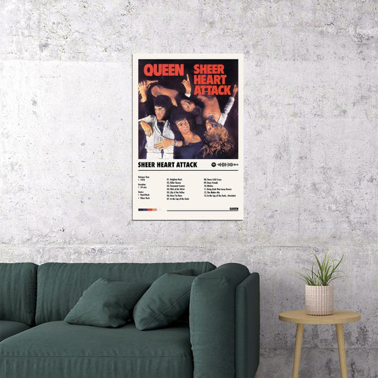 Queen Sheer Heart Attack Album Cover Music Poster Rock Wall Art Home Decor for Living Room Vintage Rock Band Aesthetic Classic Rock Music Print Retro Legendary Band - xonomax