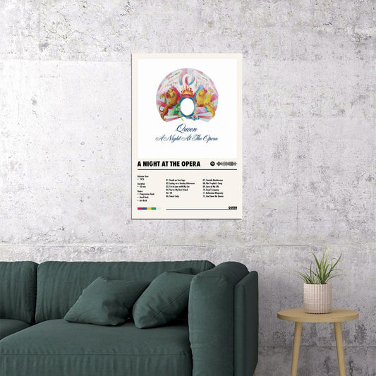 Queen A Night at the Opera Album Cover Music Poster Rock Wall Art Home Decor for Living Room Vintage Rock Band Aesthetic Classic Rock Music Print Retro Legendary Band - xonomax
