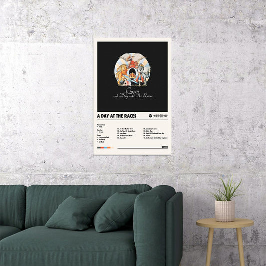 Queen A Day at the Races Album Cover Music Poster Rock Wall Art Home Decor for Living Room Vintage Rock Band Aesthetic Classic Rock Music Print Retro Legendary Band - xonomax