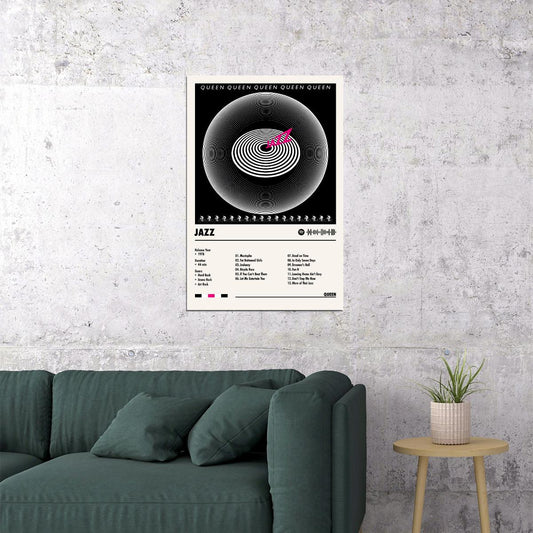 Queen Jazz Album Cover Music Poster Rock Wall Art Home Decor for Living Room Vintage Rock Band Aesthetic Classic Rock Music Print Retro Legendary Band - xonomax