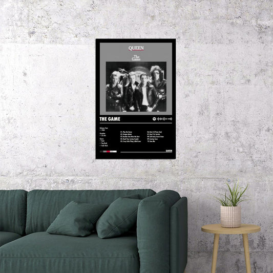 Queen The Game Black Album Cover Music Poster Rock Wall Art Home Decor for Living Room Vintage Rock Band Aesthetic Classic Rock Music Print Retro Legendary Band - xonomax