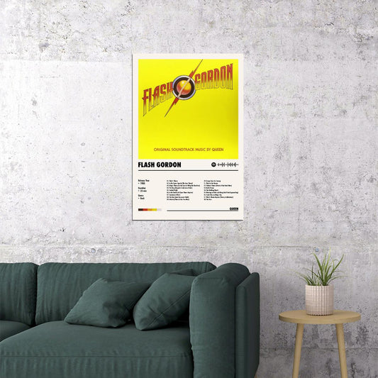Queen Flash Gordon Album Cover Music Poster Rock Wall Art Home Decor for Living Room Vintage Rock Band Aesthetic Classic Rock Music Print Retro Legendary Band - xonomax