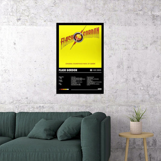 Queen Flash Gordon Black Album Cover Music Poster Rock Wall Art Home Decor for Living Room Vintage Rock Band Aesthetic Classic Rock Music Print Retro Legendary Band - xonomax