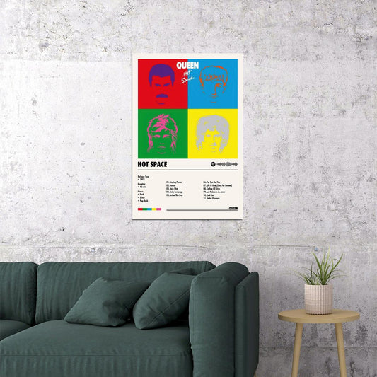 Queen Hot Space Album Cover Music Poster Rock Wall Art Home Decor for Living Room Vintage Rock Band Aesthetic Classic Rock Music Print Retro Legendary Band - xonomax