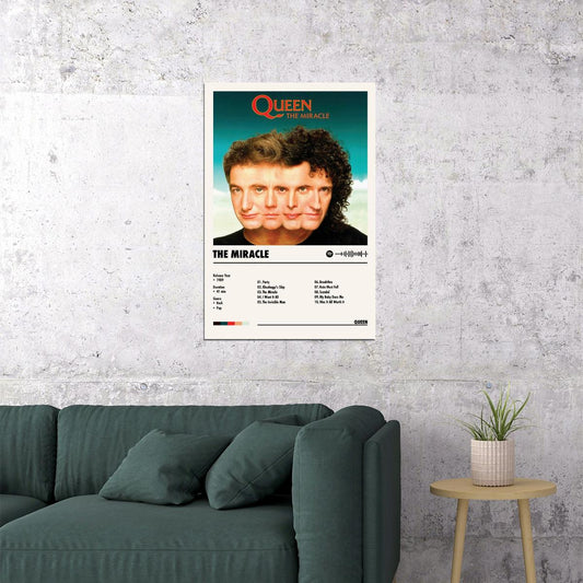 Queen The Miracle Album Cover Music Poster Rock Wall Art Home Decor for Living Room Vintage Rock Band Aesthetic Classic Rock Music Print Retro Legendary Band - xonomax