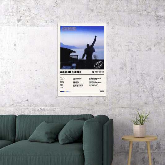 Queen Made in Heaven Album Cover Music Poster Rock Wall Art Home Decor for Living Room Vintage Rock Band Aesthetic Classic Rock Music Print Retro Legendary Band - xonomax