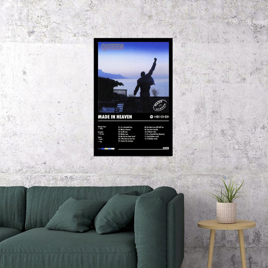 Queen Made in Heaven Black Album Cover Music Poster Rock Wall Art Home Decor for Living Room Vintage Rock Band Aesthetic Classic Rock Music Print Retro Legendary Band - xonomax