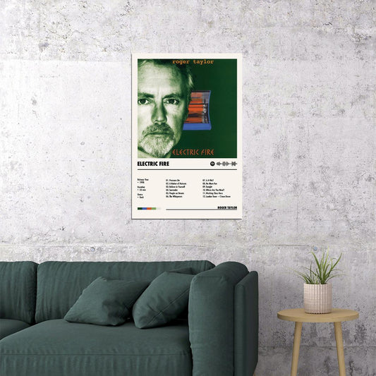 Roger Taylor Electric Fire Album Cover Music Poster Rock Wall Art Home Decor for Living Room Vintage Rock Band Aesthetic Classic Rock Music Print Retro Legendary Band - xonomax
