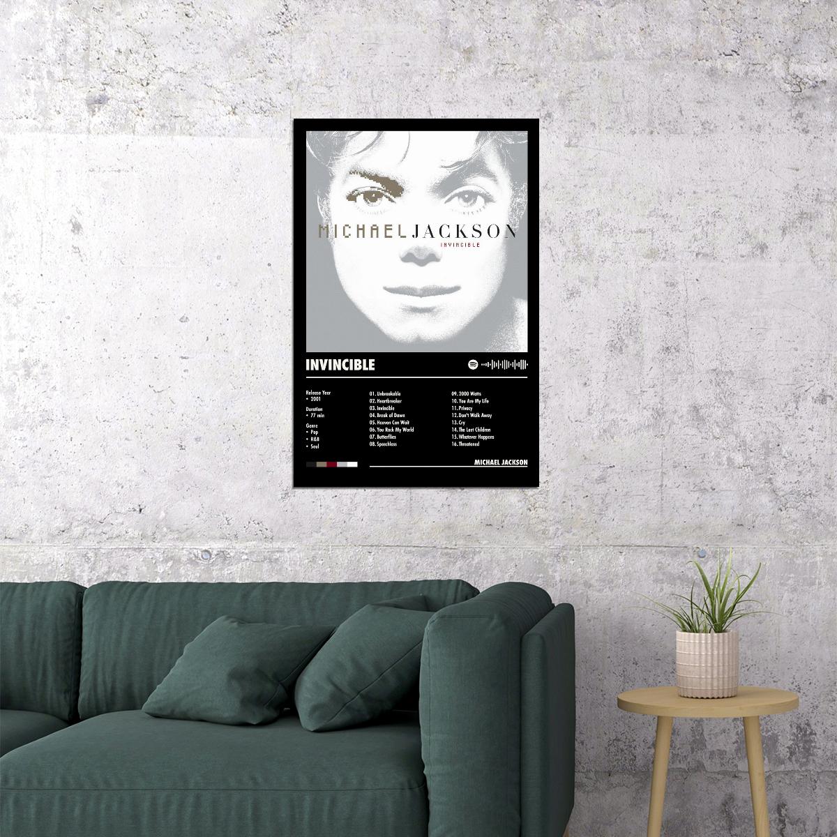Michael Jackson Invincible Black Album Cover Music Poster Pop Wall Art Home Decor for Living Room Vintage Pop Star Aesthetic Classic Music Print Legendary Singer