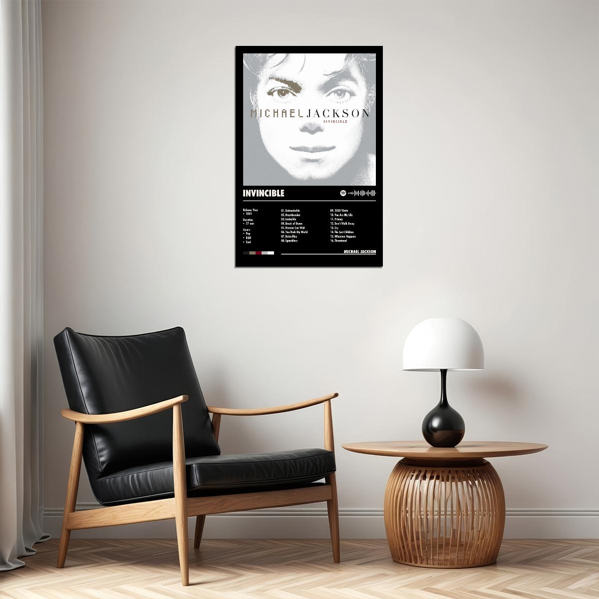 Michael Jackson Invincible Black Album Cover Music Poster Pop Wall Art Home Decor for Living Room Vintage Pop Star Aesthetic Classic Music Print Legendary Singer