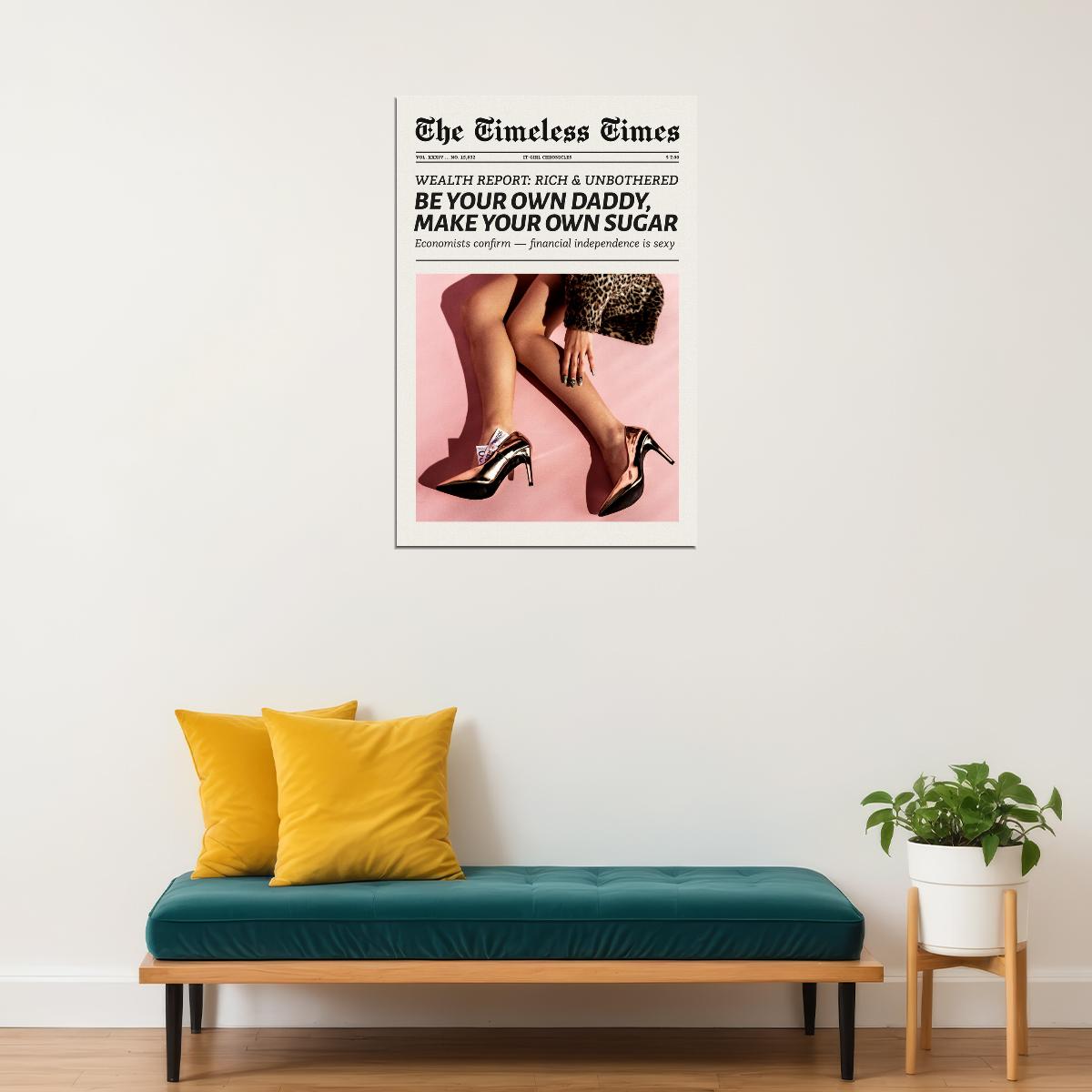 Be Your Own Daddy Poster Trendy Feminist Newspaper Print Girlboss Quote Wall Art Dorm Bedroom Decor Cool Girl Aesthetic