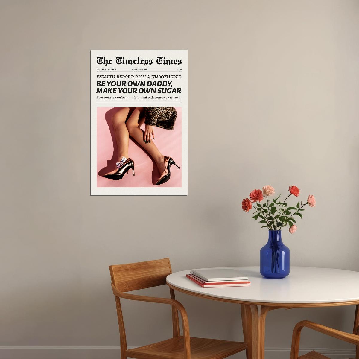 Be Your Own Daddy Poster Trendy Feminist Newspaper Print Girlboss Quote Wall Art Dorm Bedroom Decor Cool Girl Aesthetic