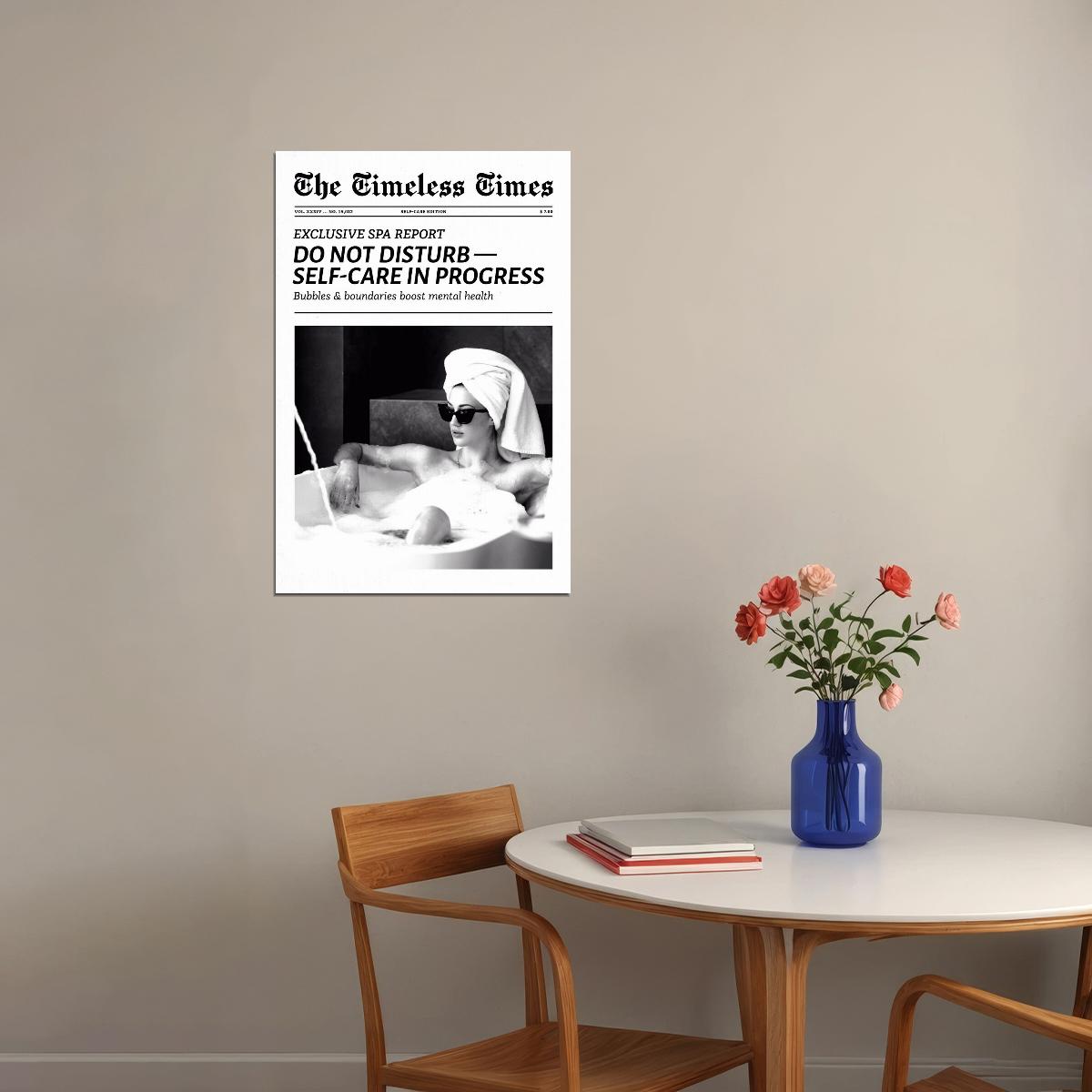 Do Not Disturb Poster Black And White Newspaper Print Self-Care Minimalist Wall Art Bathroom Bedroom Decor Slow Living Clean Girl Aesthetic