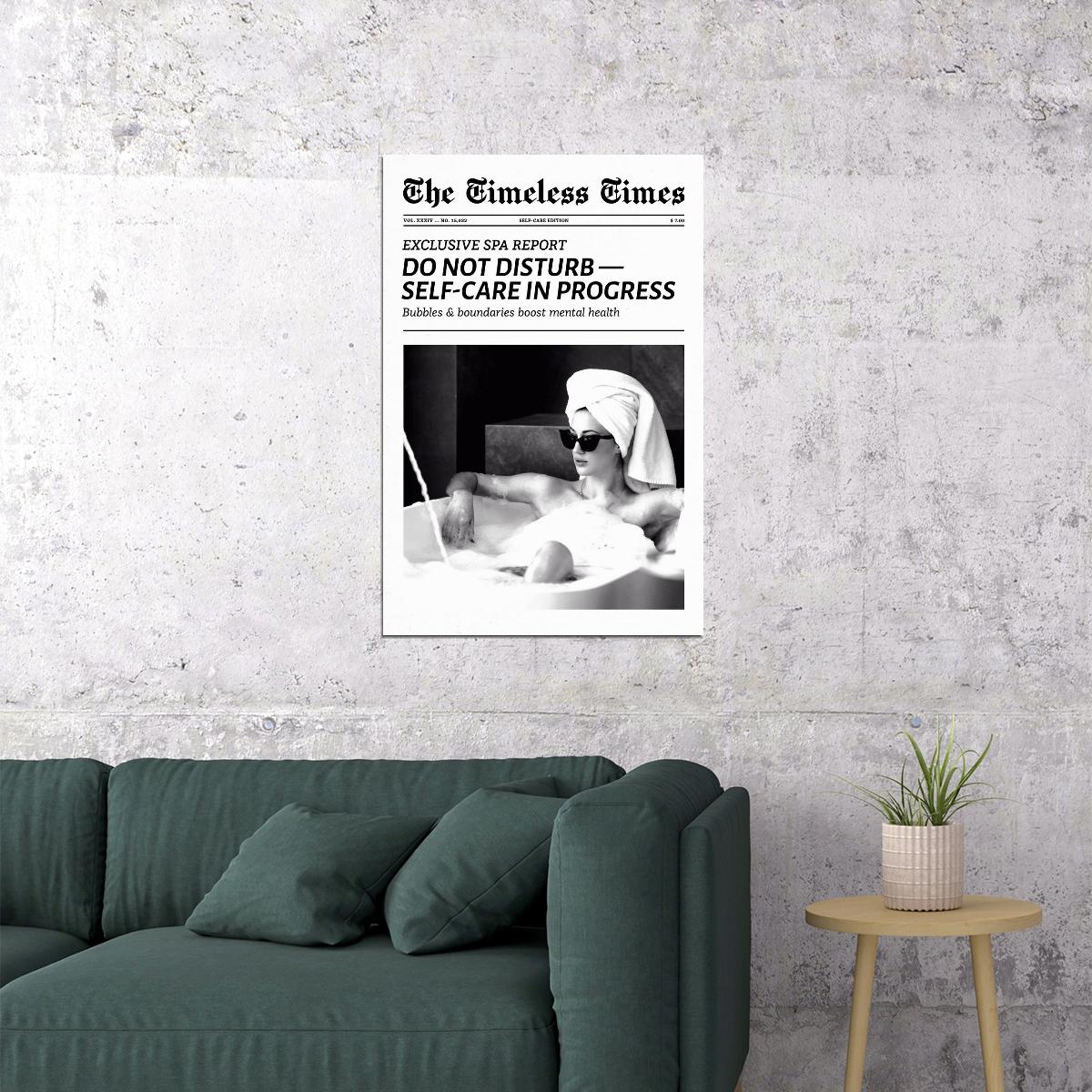 Do Not Disturb Poster Black And White Newspaper Print Self-Care Minimalist Wall Art Bathroom Bedroom Decor Slow Living Clean Girl Aesthetic