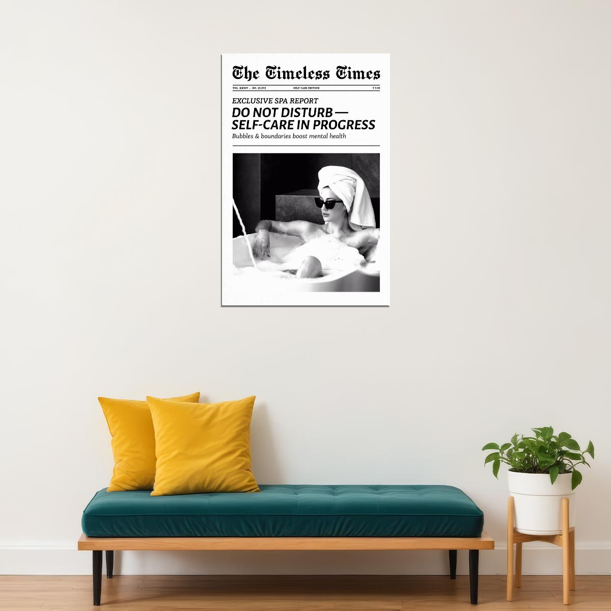 Do Not Disturb Poster Black And White Newspaper Print Self-Care Minimalist Wall Art Bathroom Bedroom Decor Slow Living Clean Girl Aesthetic
