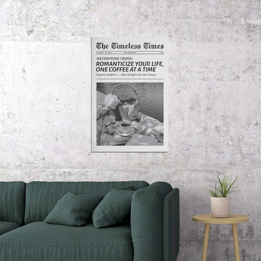 Vintage Coffee Culture Poster Newspaper Print Soft Vintage Romantic Wall Art Office Kitchen Decor Slow Living Cozy Aesthetic - xonomax