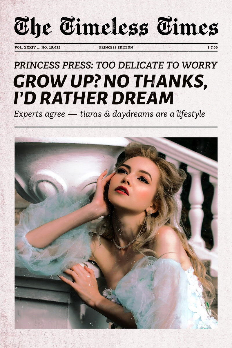 Dreamy Soft Girl Poster Trendy Newspaper Print Whimsical Coquette Wall Art Bedroom Dorm Girls Room Decor Princess Daydream Aesthetic
