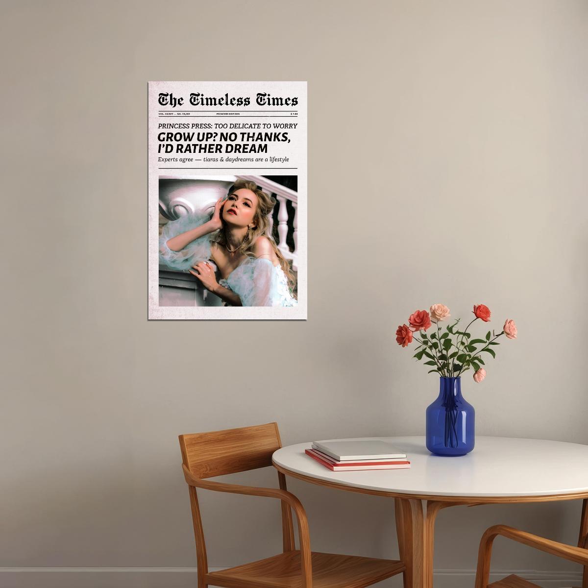 Dreamy Soft Girl Poster Trendy Newspaper Print Whimsical Coquette Wall Art Bedroom Dorm Girls Room Decor Princess Daydream Aesthetic - xonomax