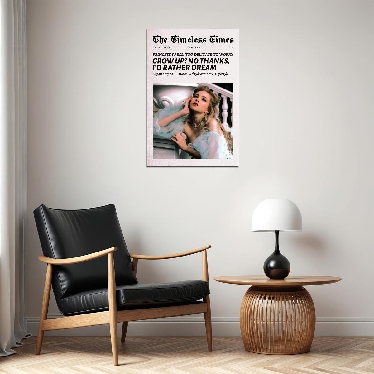 Dreamy Soft Girl Poster Trendy Newspaper Print Whimsical Coquette Wall Art Bedroom Dorm Girls Room Decor Princess Daydream Aesthetic
