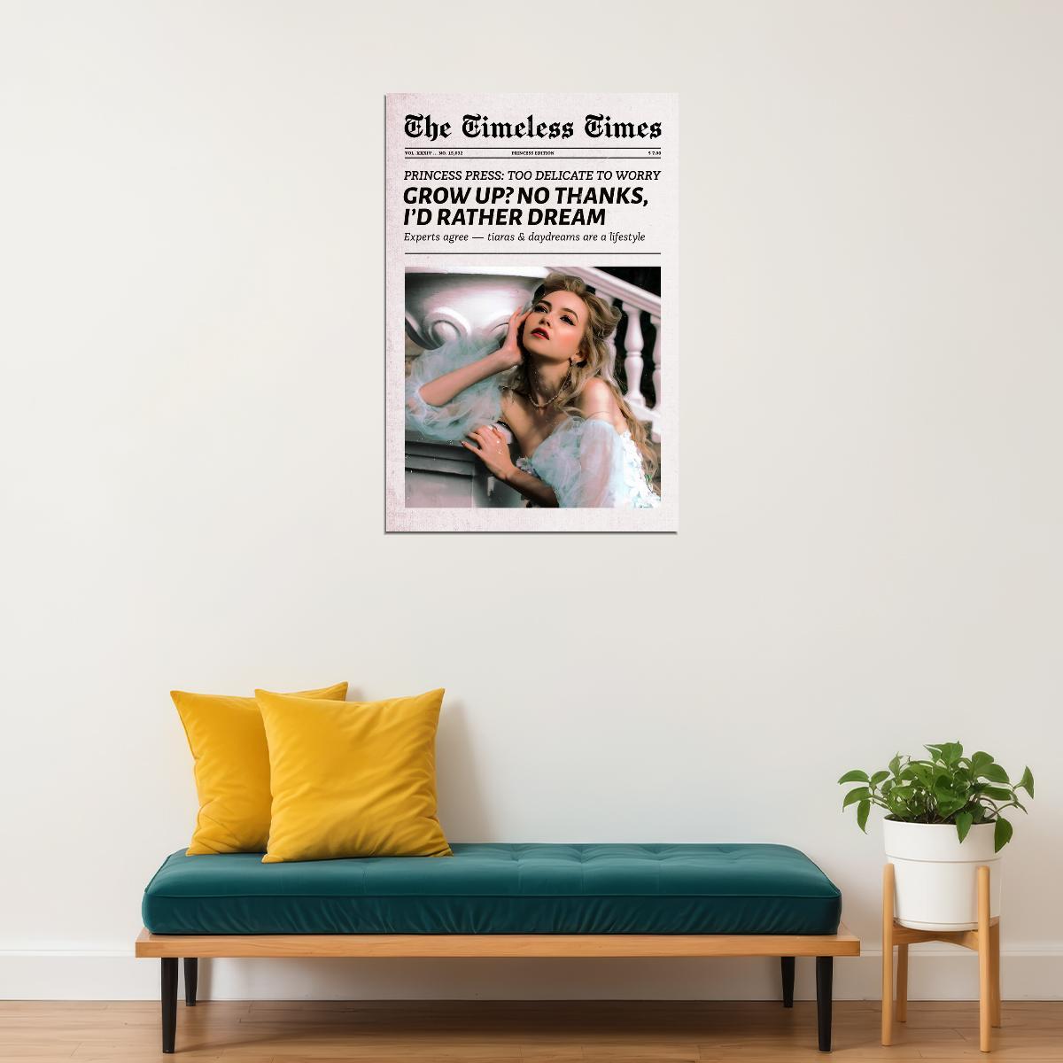 Dreamy Soft Girl Poster Trendy Newspaper Print Whimsical Coquette Wall Art Bedroom Dorm Girls Room Decor Princess Daydream Aesthetic - xonomax