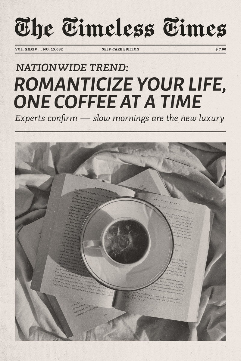 Coffee Culture Poster Black And White Newspaper Print Minimalist Wall Art Kitchen Office Decor Slow Living Aesthetic
