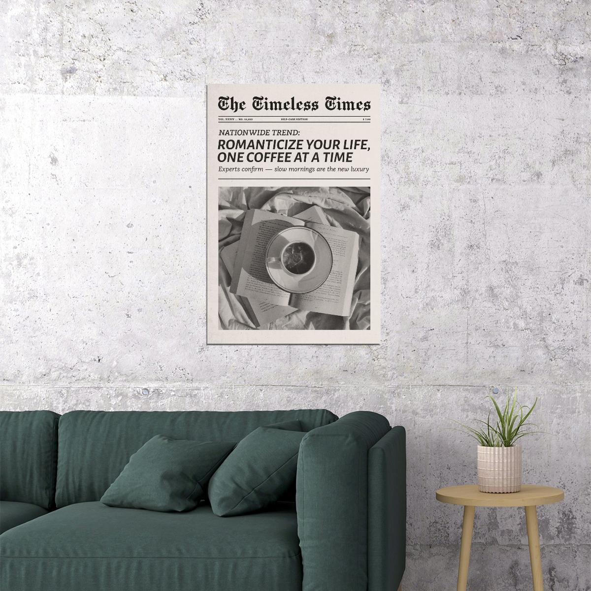 Coffee Culture Poster Black And White Newspaper Print Minimalist Wall Art Kitchen Office Decor Slow Living Aesthetic