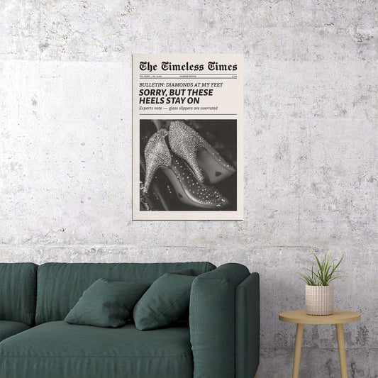 High Heel Shoes Poster Newspaper Print Luxury Fashion Wall Art Bedroom Dorm Girls Room Decor Disco Party Aesthetic - xonomax