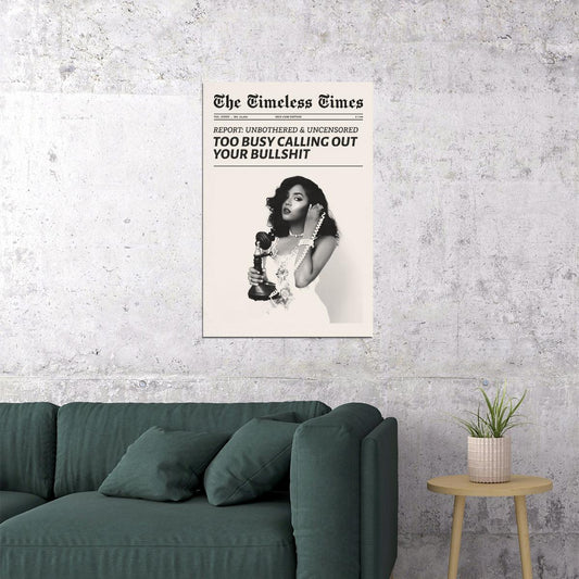 Urban Feminist Poster Trendy Black And White Newspaper Print Retro Girly Empowerment Quote Wall Art Bedroom Dorm Decor Vintage Glam Aesthetic - xonomax