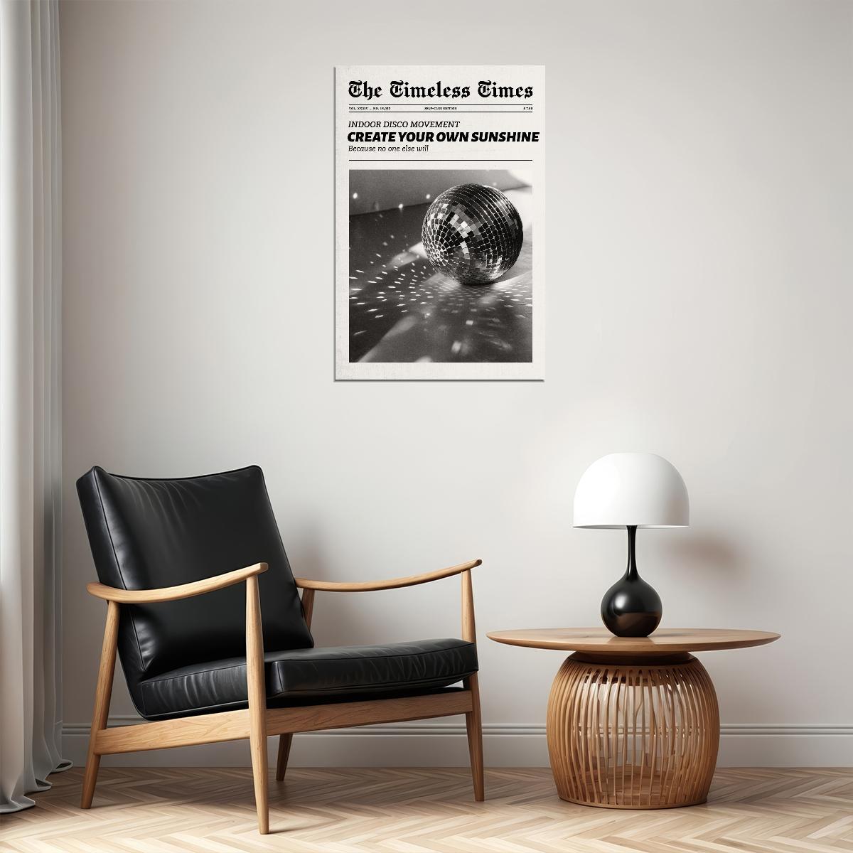 Disco Aesthetic Poster Black And White Newspaper Print Funky Disco Wall Art Teen Girl Dorm Bedroom Decor Trendy Y2K Party Mood