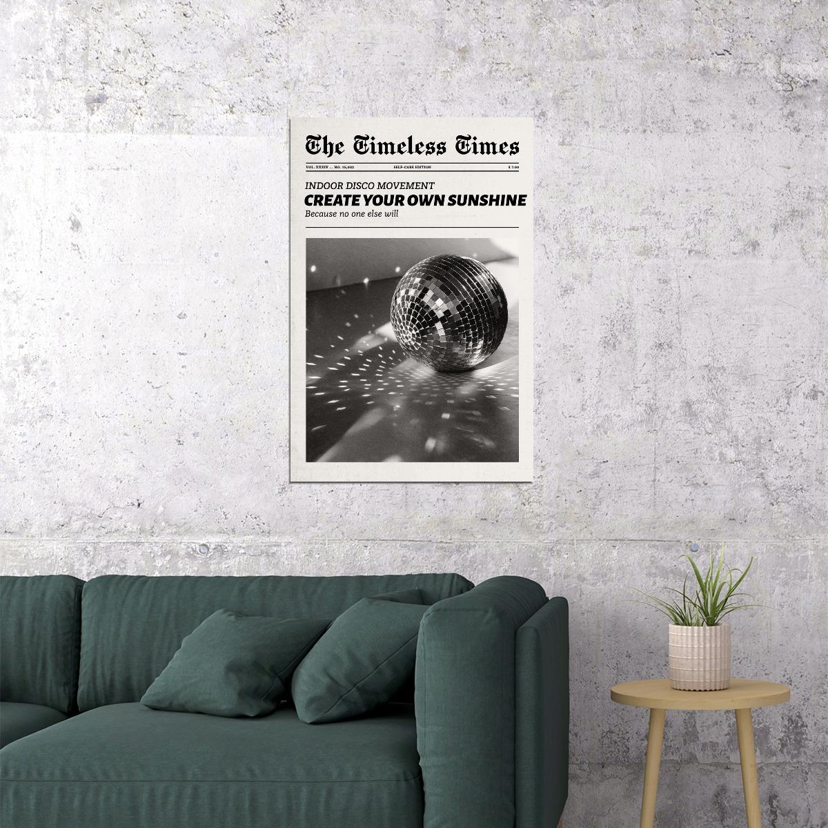Disco Aesthetic Poster Black And White Newspaper Print Funky Disco Wall Art Teen Girl Dorm Bedroom Decor Trendy Y2K Party Mood