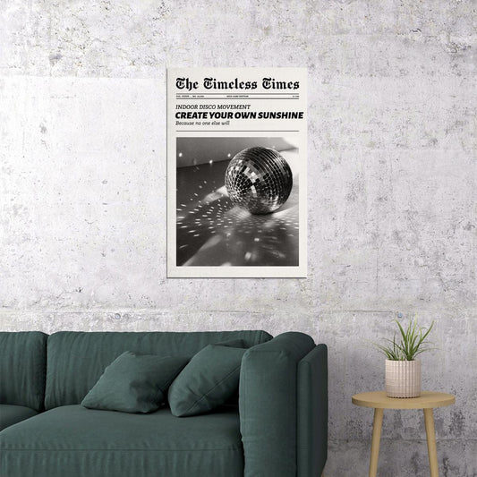 Disco Aesthetic Poster Black And White Newspaper Print Funky Disco Wall Art Teen Girl Dorm Bedroom Decor Trendy Y2K Party Mood - xonomax