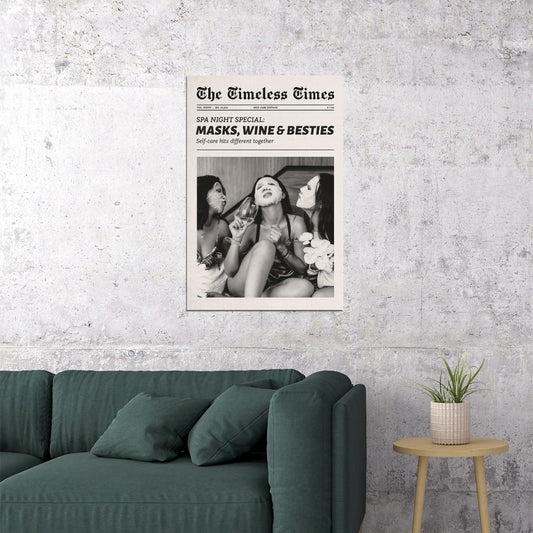 Girls Night Poster Black And White Newspaper Print Vintage Feminist Wall Art Living Room Bedroom Dorm Girls Room Decor Party Mood Aesthetic - xonomax
