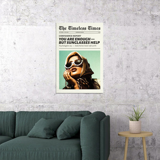 You Are Enough Poster Retro Trendy Newspaper Print Vintage Funky Girl Wall Art Bedroom Dorm Girl's Room Decor Cool Girl Energy Femme Fatale Aesthetic - xonomax