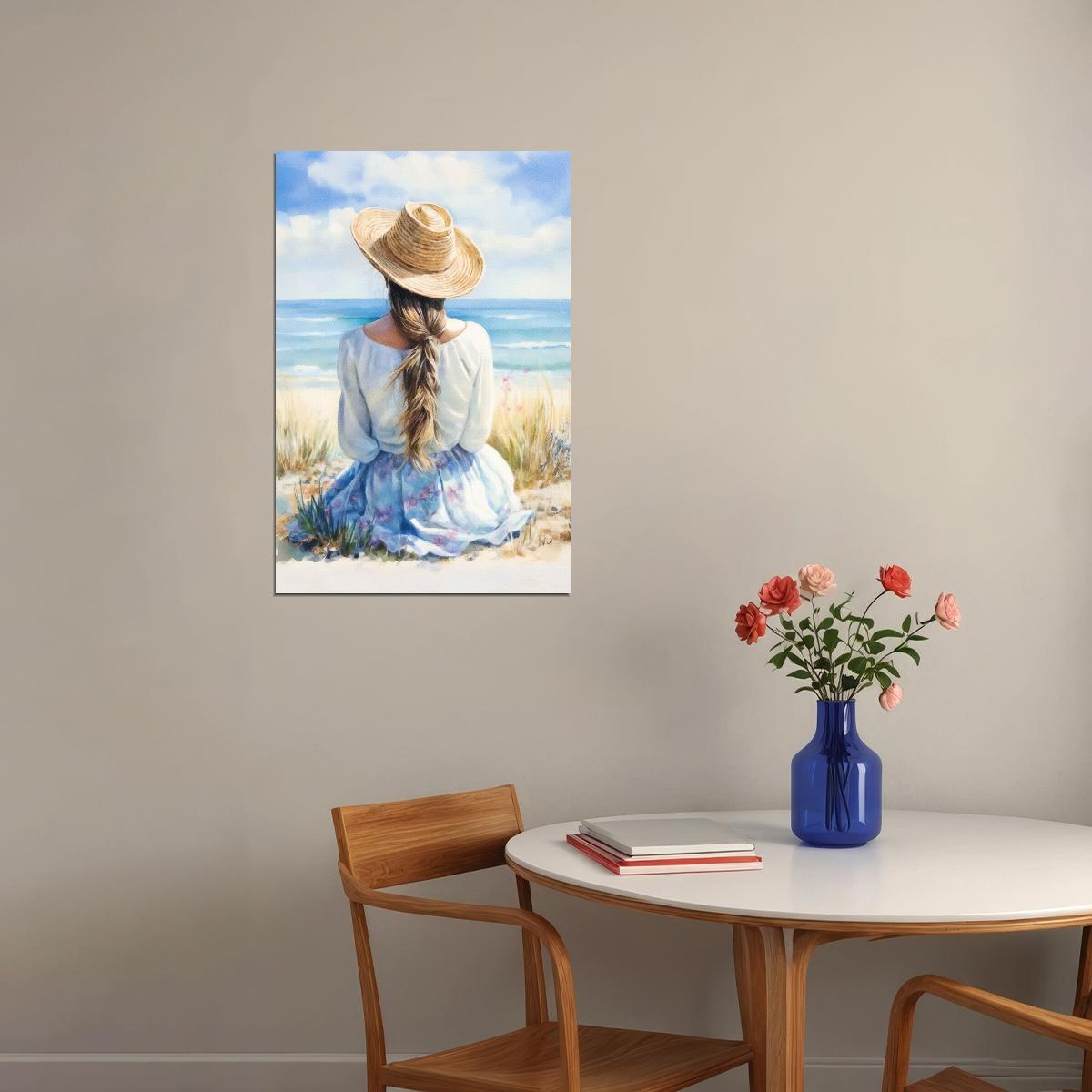 Seaside Coastal Poster Blue Aesthetic Beachy Print Trendy Preppy Coquette Wall Art Coastal Granddaughter Aesthetic