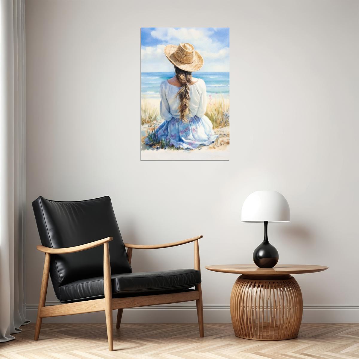 Seaside Coastal Poster Blue Aesthetic Beachy Print Trendy Preppy Coquette Wall Art Coastal Granddaughter Aesthetic